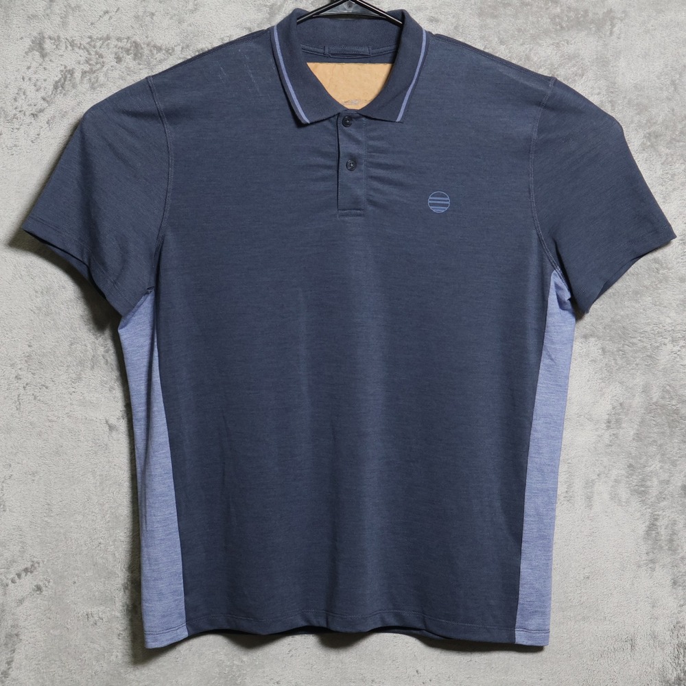 Marine Layer The Air Polo Shirt Mens M/L Blue Recycled Tencel Preppy Golf